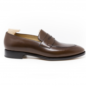 Brown penny loafer side