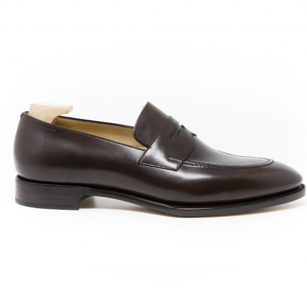 dark brown penny loafer side