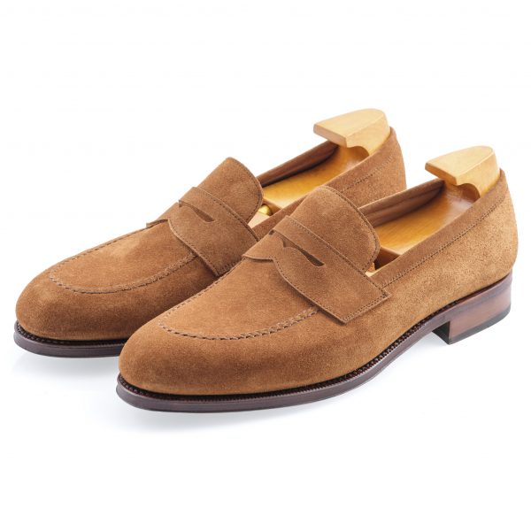 medium brown suede penny loafer main