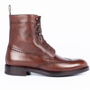 Brown full grain boot brogue side