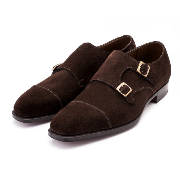 Dark Brown Suede Double Monk Strap