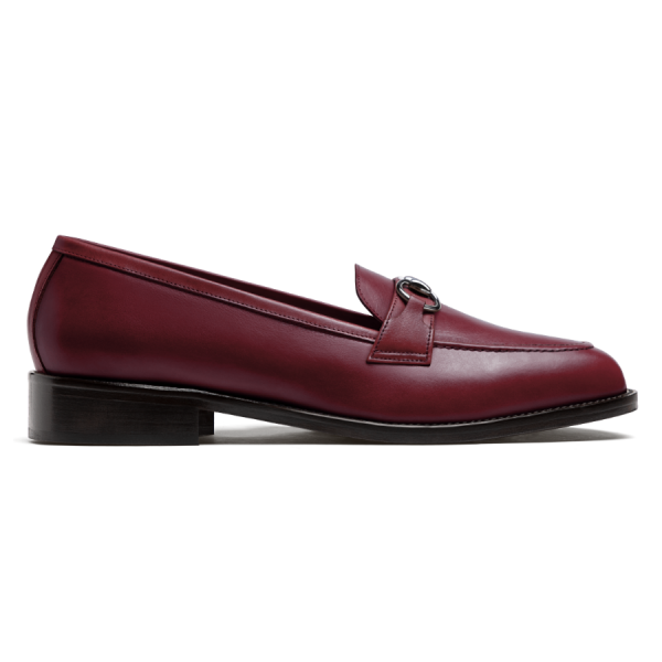 Burgendy Horsebit Buckle Loafer side